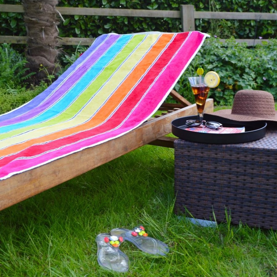 image 1 of Nautical Striped Beach Towel 70 x 140cm - 100% Cotton Blue | Navy Stripe | One size