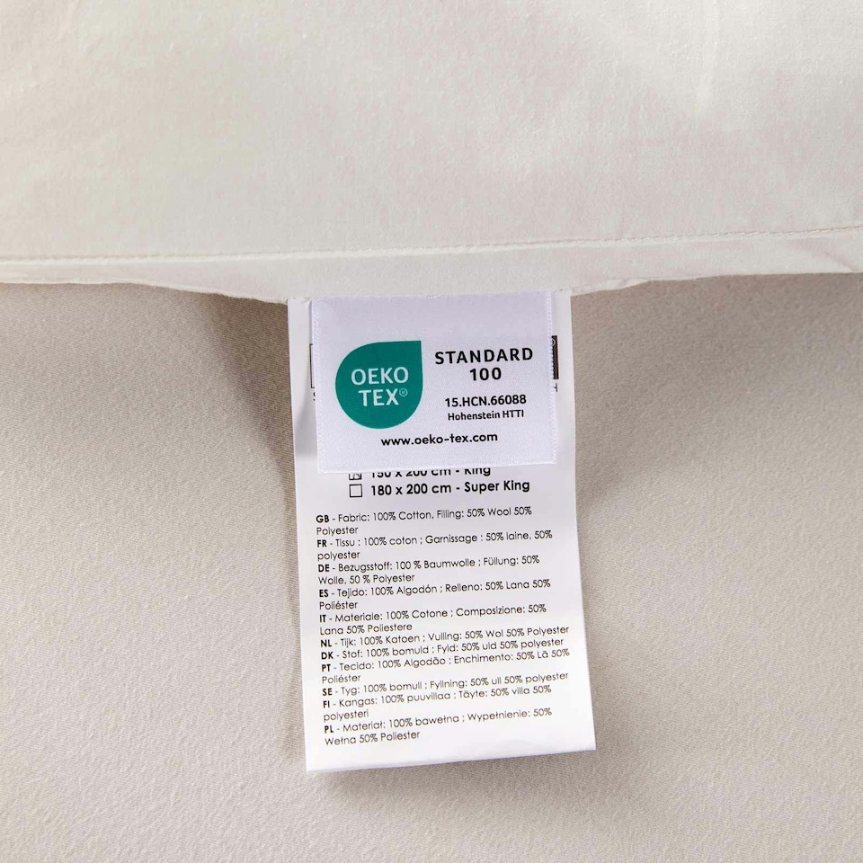 image 1 of Homescapes Premium Wool Mattress Topper - Deep Fitting Comfort | White