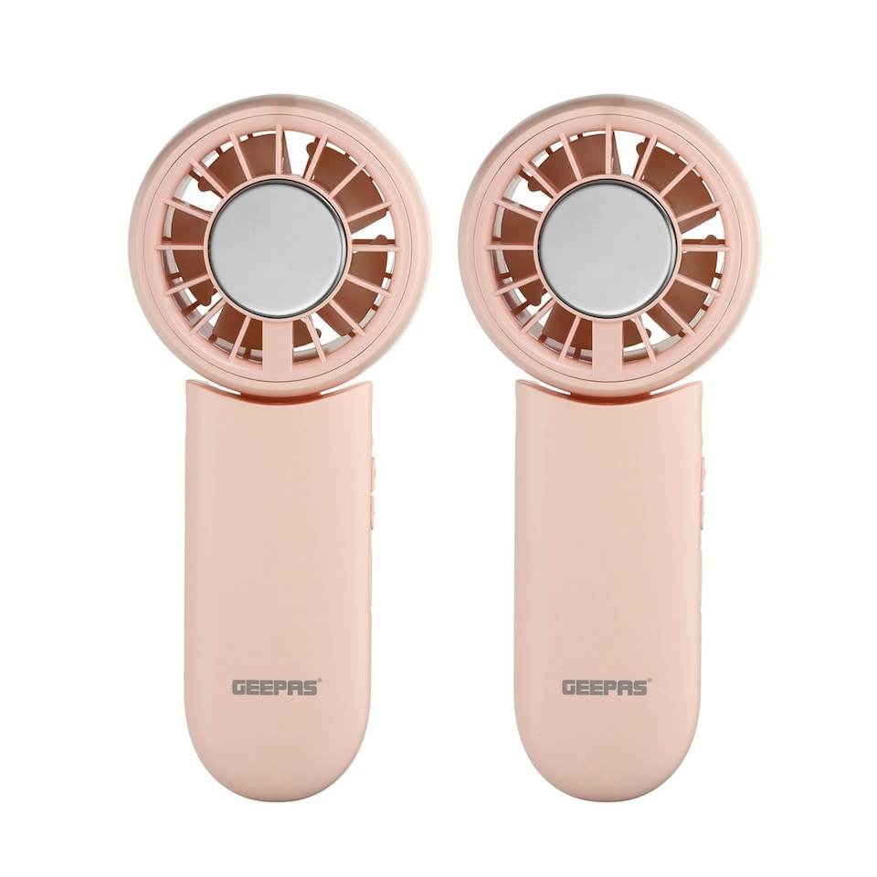 image 1 of GEEPAS Handheld Mini Fan Rechargeable & Portable Pack of 2 - Pink