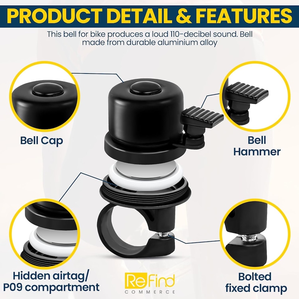 image 1 of Airtag Holder Bike Bell for Apple Tag or P09 Tracker (No P09 Tracker)