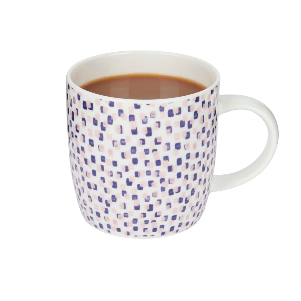 image 1 of KitchenCraft China 425ml Geometric Square Barrel Shaped Mug | Multi