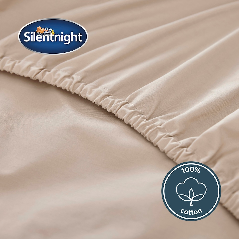 image 1 of Silentnight Pure Cotton Fitted Sheet, Extra Deep, 40 cm, Cream, Super King