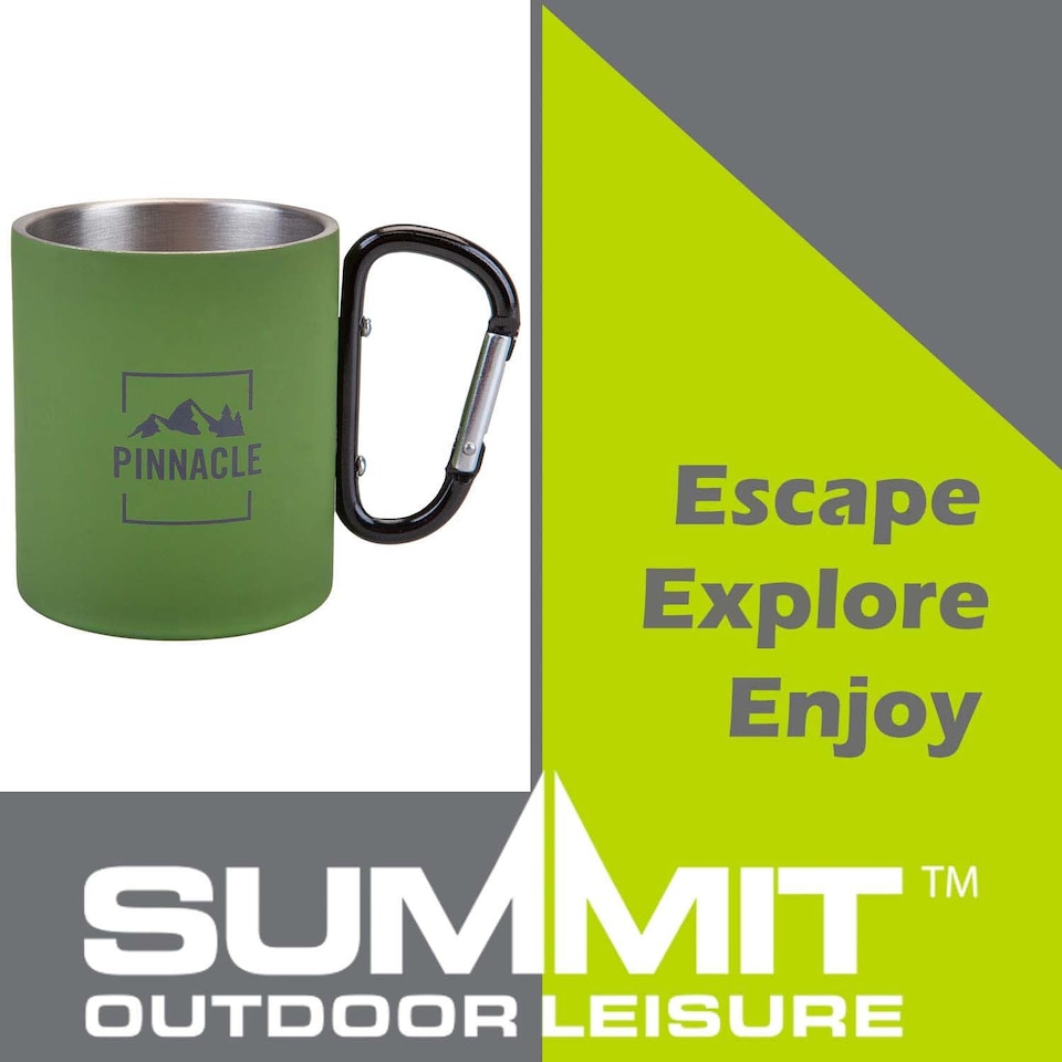 image 1 of PMS Carabiner Handle Mug Classic Style Rubberised Finish Green