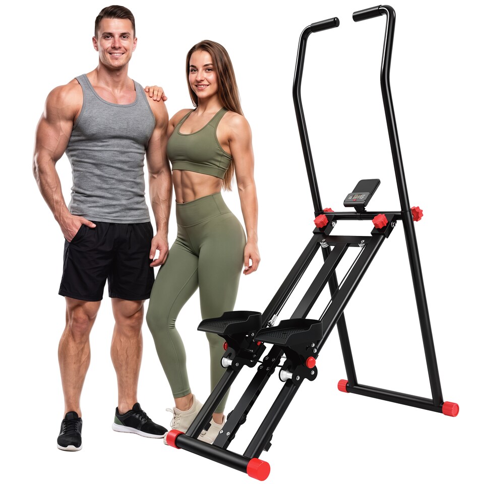 image 1 of SPORTNOW Foldable Stair Stepper for Home Gym with 3 Resistances