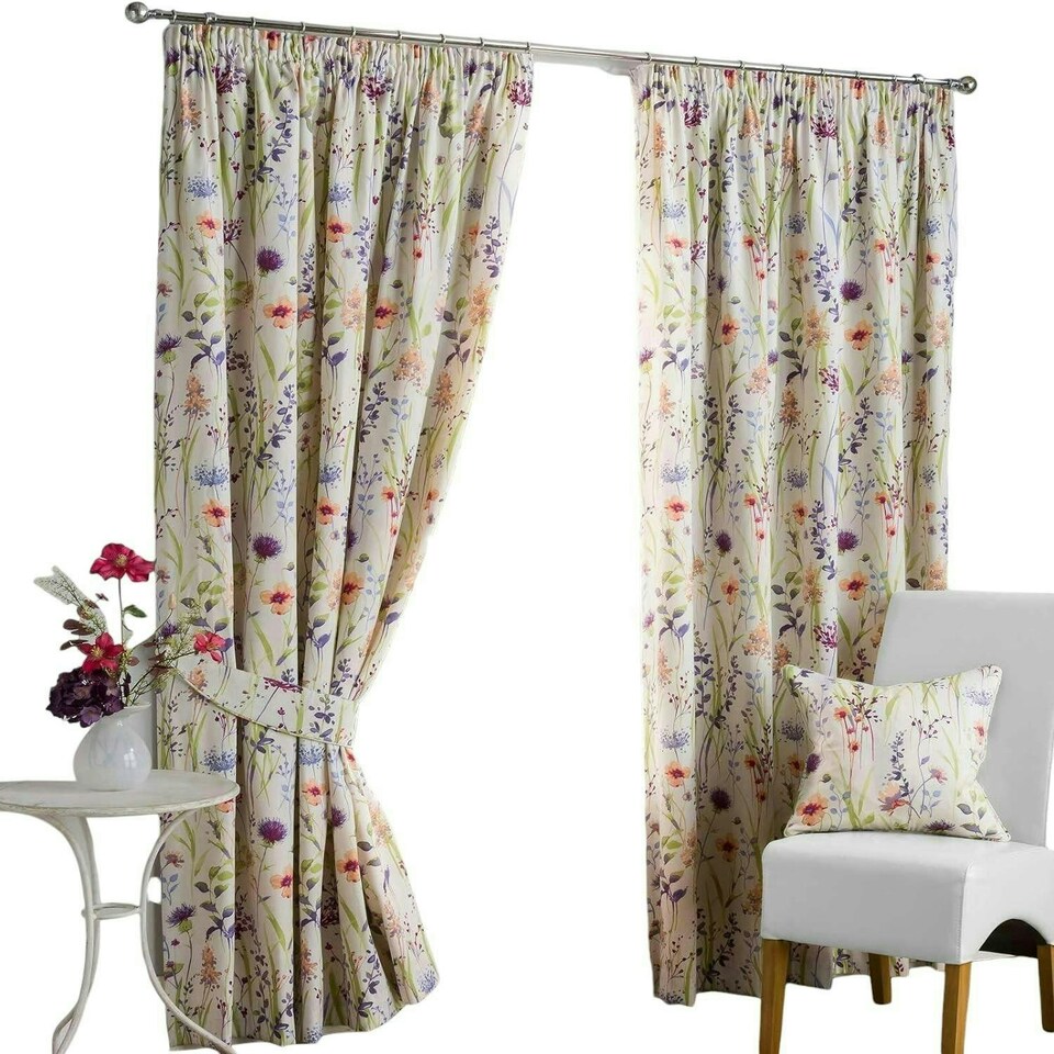 image 1 of Cheshire Pencil Pleat Curtains - Multi - 168cm x 137cm
