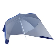 Outsunny 2m Beach Umbrella Sun Shelter 2 in 1 Umbrella UV Protection Steel Blue