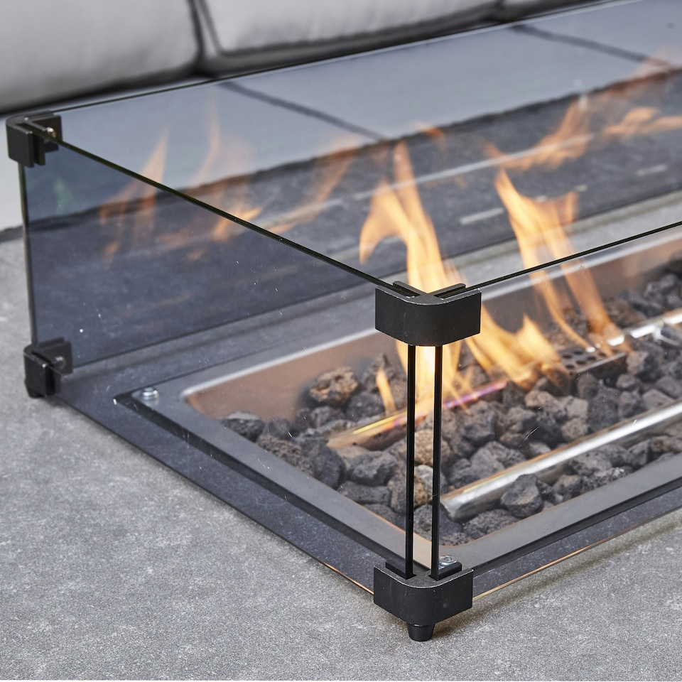 image 1 of DS Living Monica Black Rattan Garden Furniture 6 Seater + Fire Pit