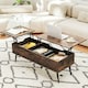 image 3 of COSTWAY Lift Top Coffee Table w/Storage Compartments Brown Brown