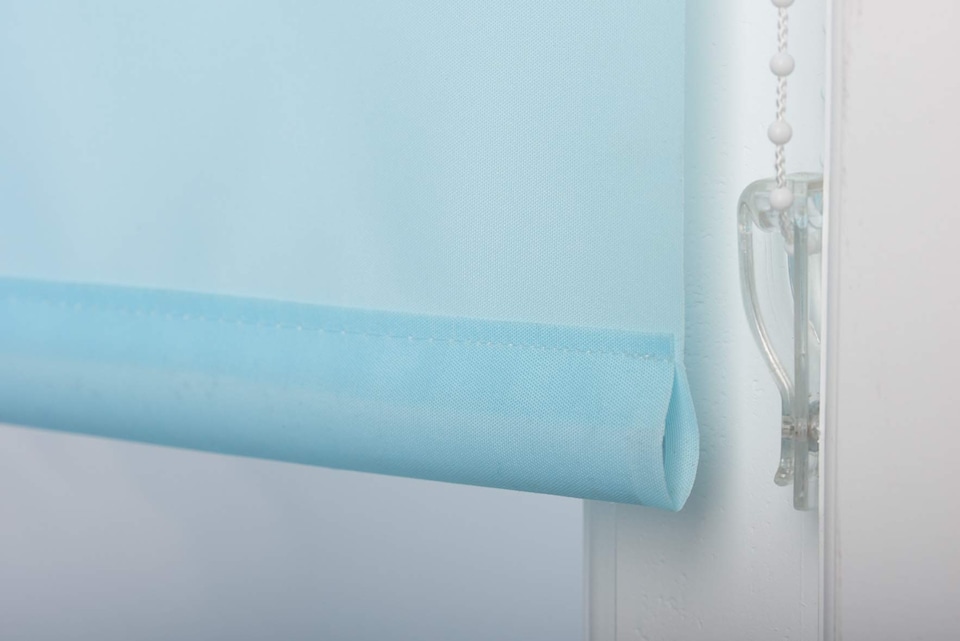 image 1 of FURNISHED Daylight Roller Blinds with Large Eyelets Cut to Size Sheer Fabric | Blue | Duck Egg Blue | (W) 150cm x (L) 210cm