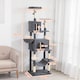 image 5 of PawHut Cat Tree, 202cm Large Cat Tower for Indoor Kittens with 6 Scratching Posts, 2 Condos, 2 Perches, 2 Hammocks, Pompoms, Multi-Level Plush Kitty Activity Centre for Rest and Play, Dark Grey
