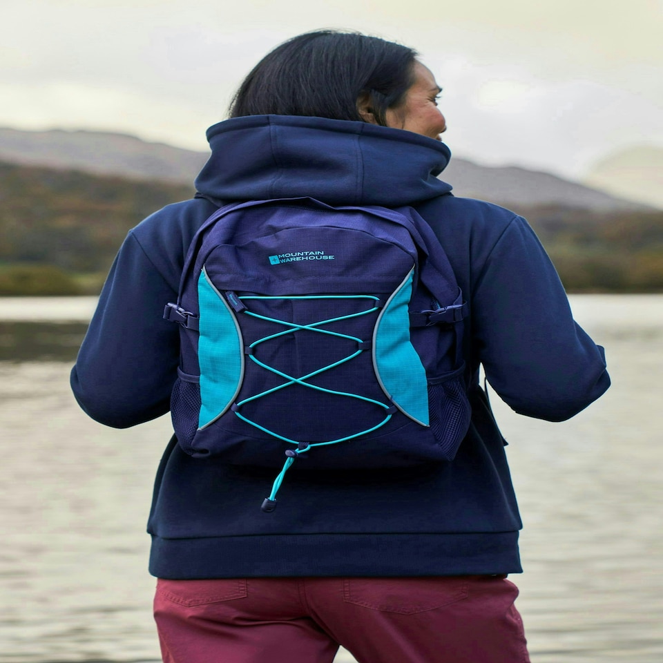image 1 of Mountain Warehouse Bolt 18L Backpack Rucksack Padded Straps Multi Pocket Day Bag Blue | Teal