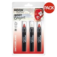 Moon Creations Body Crayons (Pack of 3) - Red/White - 12.4cm x 17cm x 2.6cm