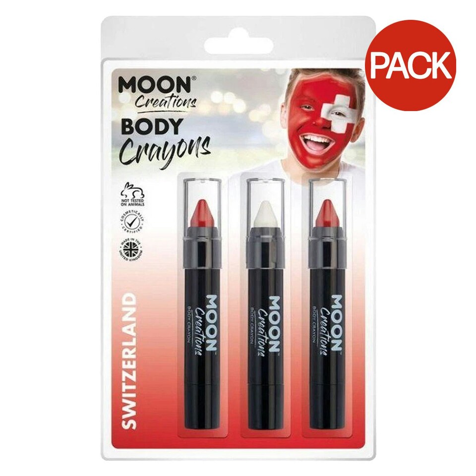 image 1 of Moon Creations Body Crayons (Pack of 3) - Red/White - 12.4cm x 17cm x 2.6cm