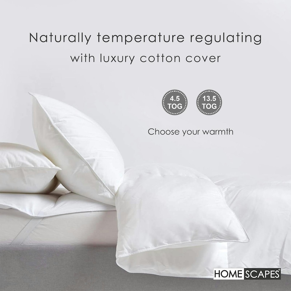 image 1 of Homescapes 4.5 Tog Duvet Luxury Mulberry Silk for Spring or Summer Lightweight Hypoallergenic, Super King | White | Super King