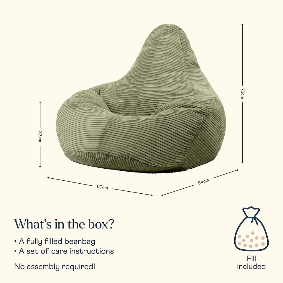 image 1 of Dalton Medium Beanbag Corduroy Sage Green | Green | Green | 1