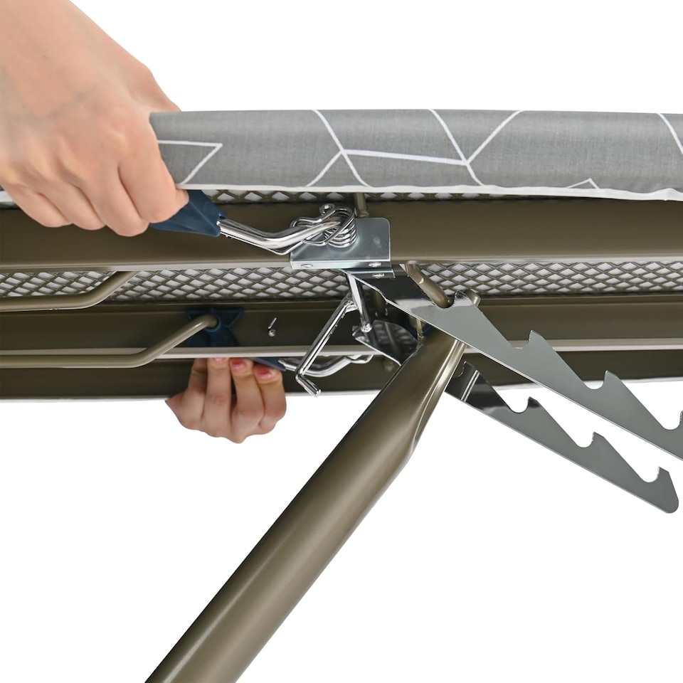 image 1 of Ironing Board with Steam Generator Iron Tray Retractable Iron Rest & Cable Holder Extra Thick Padded Reversible Cover