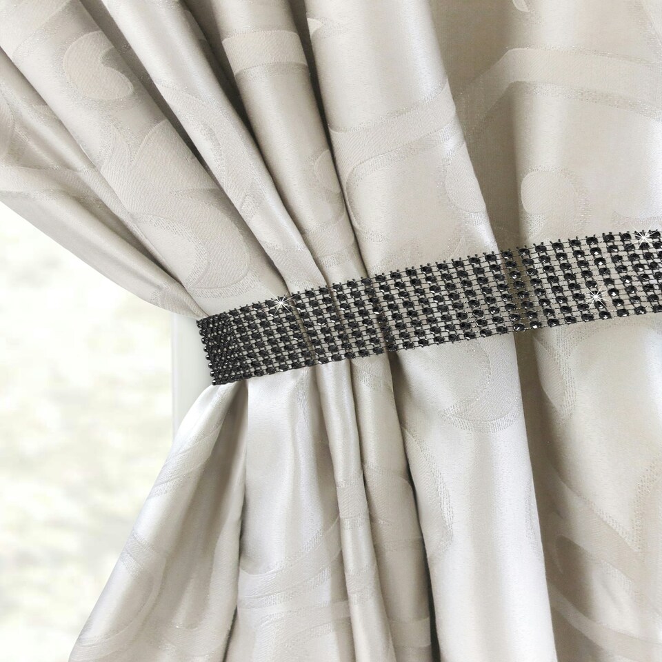 image 1 of Intimates Diamante Strip Curtain Tieback Pair Black | Black