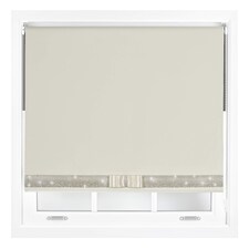 FURNISHED Blackout Roller Blinds with Diamante Trim and Bow Cut to Size | Cream | Cream | (W) 180cm x (L) 210cm