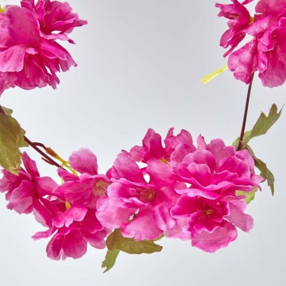 image 1 of Homescapes Set of 3 Cream, Cerise and Pink Artificial Blossom Flower Garlands, 5 Ft