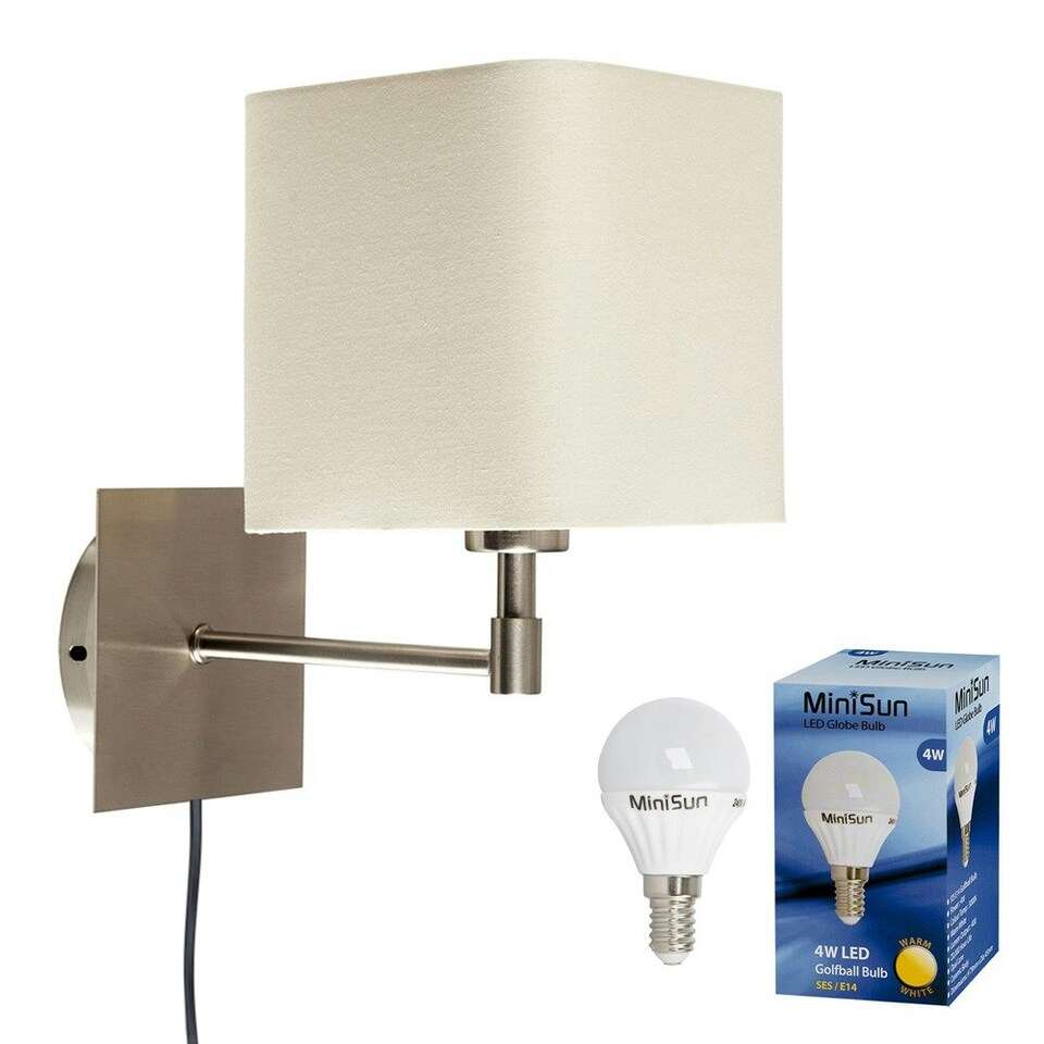 image 1 of ValueLights Sheldon Silver Indoor Wall Light and E14 Golfball LED 4W Warm White 3000K Bulb Chrome
