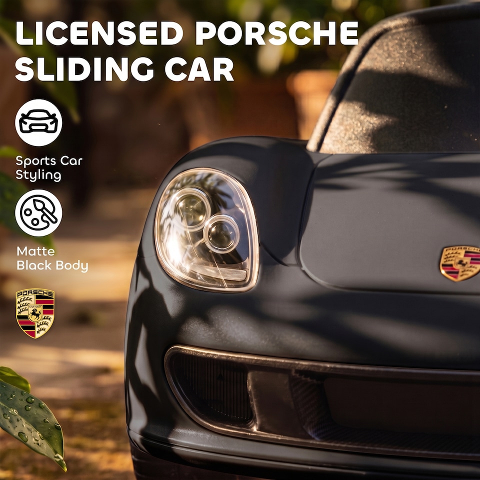 image 1 of AIYAPLAY Ride on Car with Horn, Lights, Sound, Porsche Licensed, Matte Black