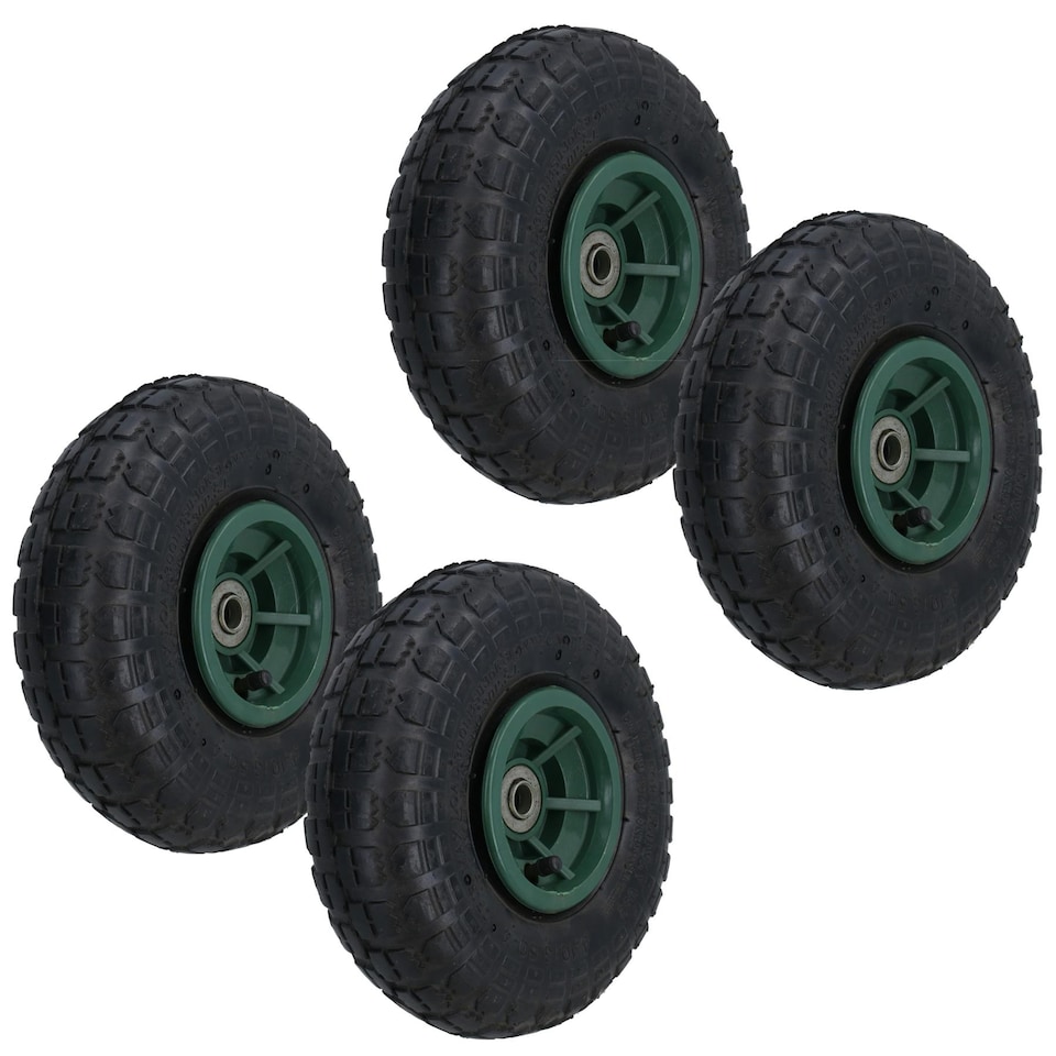 image 1 of 10 Inch Pneumatic Wheel For Sack Truck Carts Wheelbarrows 16mm Bore 4pc