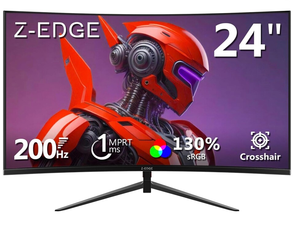 image 1 of Z-Edge 24 Inch Curved Gaming Monitor 200Hz 1ms MPRT, 16:9 Full HD 1080P LED Monitor, VA Panel,  FreeSync, HDMI & DisplayPort - Black | Black | 1