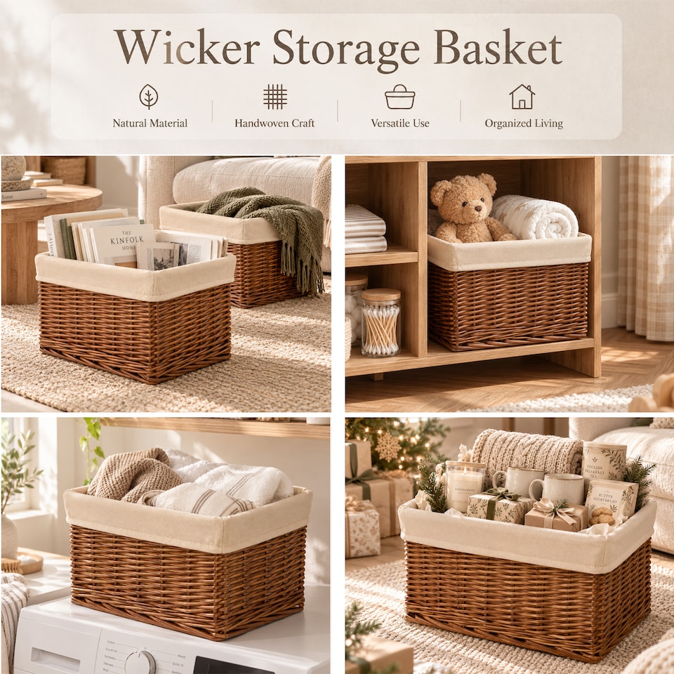 image 1 of Wickerfield Wicker Storage Basket with Removable Liner
