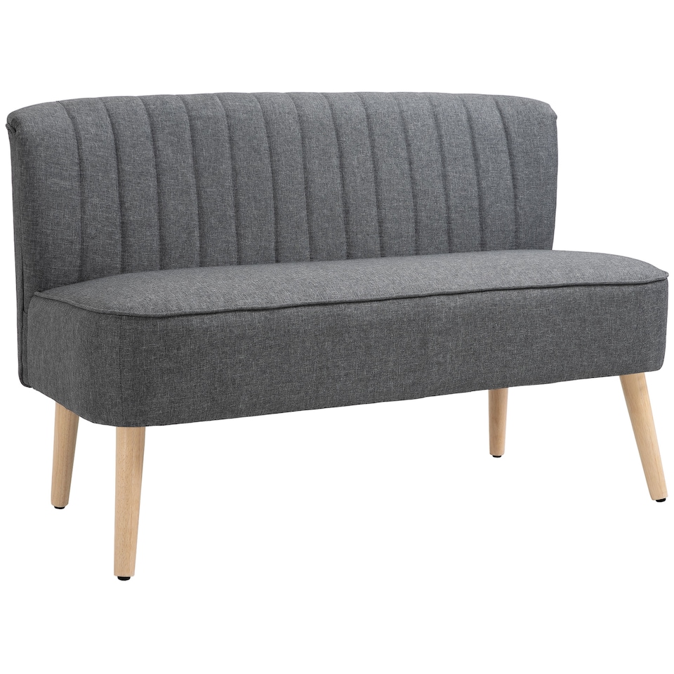 image 1 of HOMCOM Velvet-Feel Double Sofa w/ Wood Frame Foam Padding | Grey | Dark grey | Two Seater