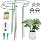 image 1 of 4 Pack Adjustable Plant Support Stakes Metal Half-Round Ring Cages with Self-Watering Sticks 25x60cm