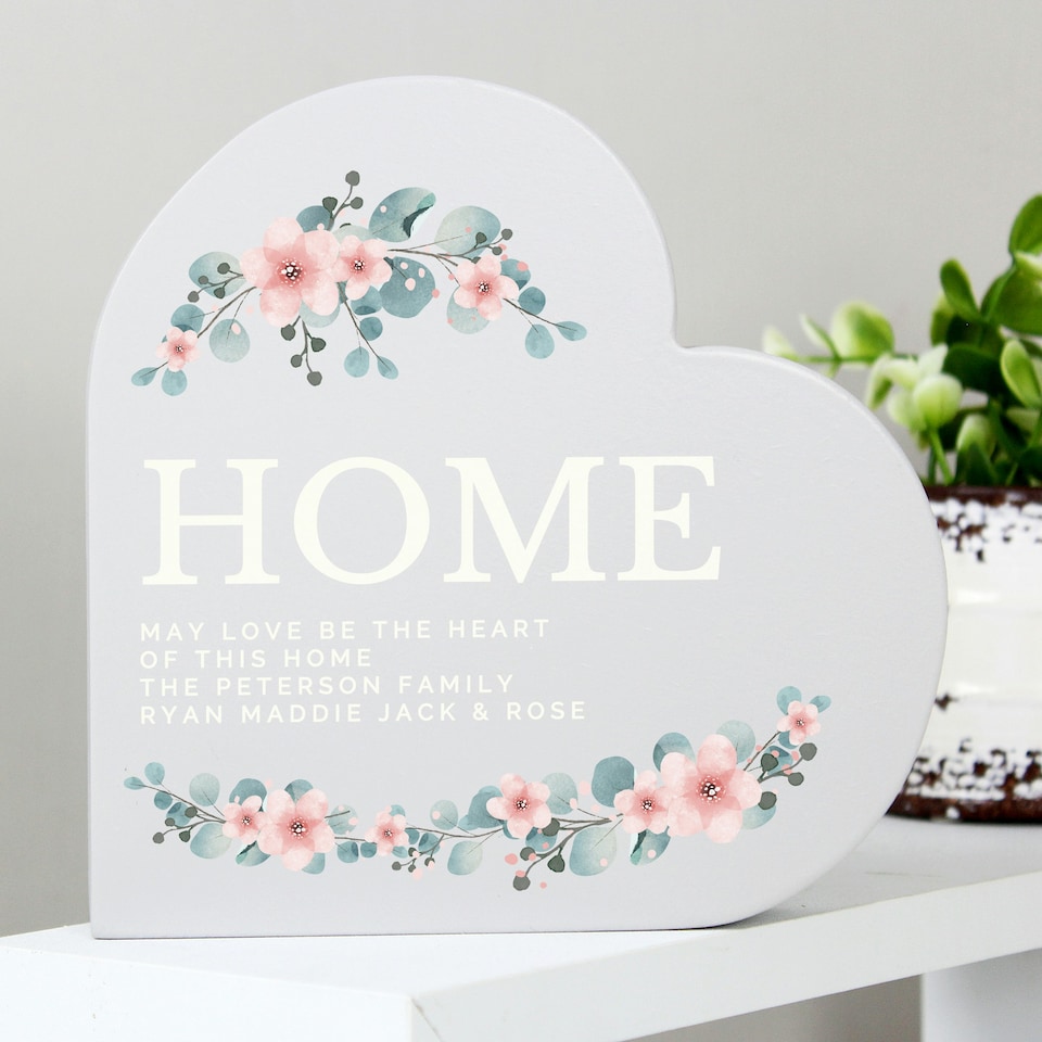 image 1 of Personalised Floral Free Standing Heart Ornament