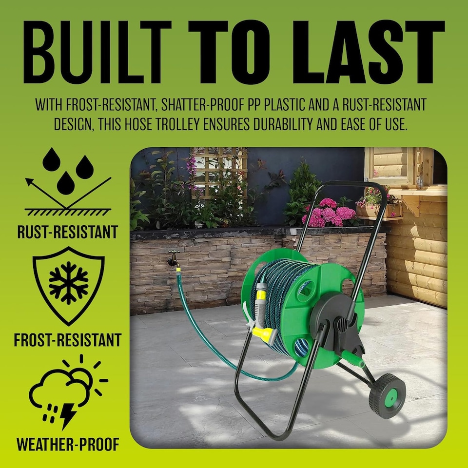 image 1 of Portable Hose Reel Garden Watering Pipe Free Standing Winder Hose Storage Holds Up To 45m