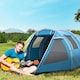 image 2 of Outsunny 3-4 Persons Tunnel Tent, Two Room Camping Tent with Windows, Black