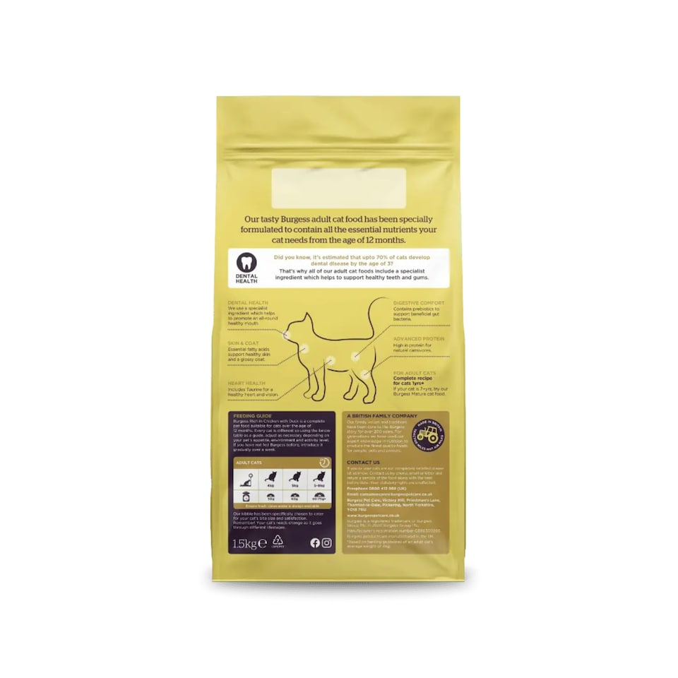 image 1 of Burgess Adult Cat Chicken And Duck - 1.5KG