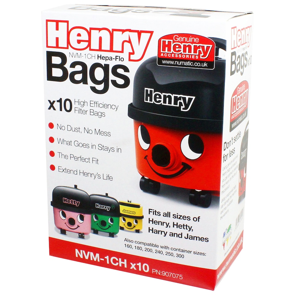 image 1 of Numatic Dust Bags Henry Vacuum Cleaner NVM-1CH 907075 Pack of 10
