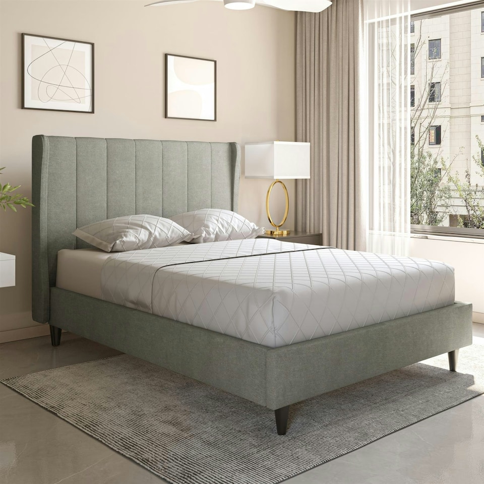 image 1 of Amelia 4ft 6in Velvet Bed Grey | Dark Grey