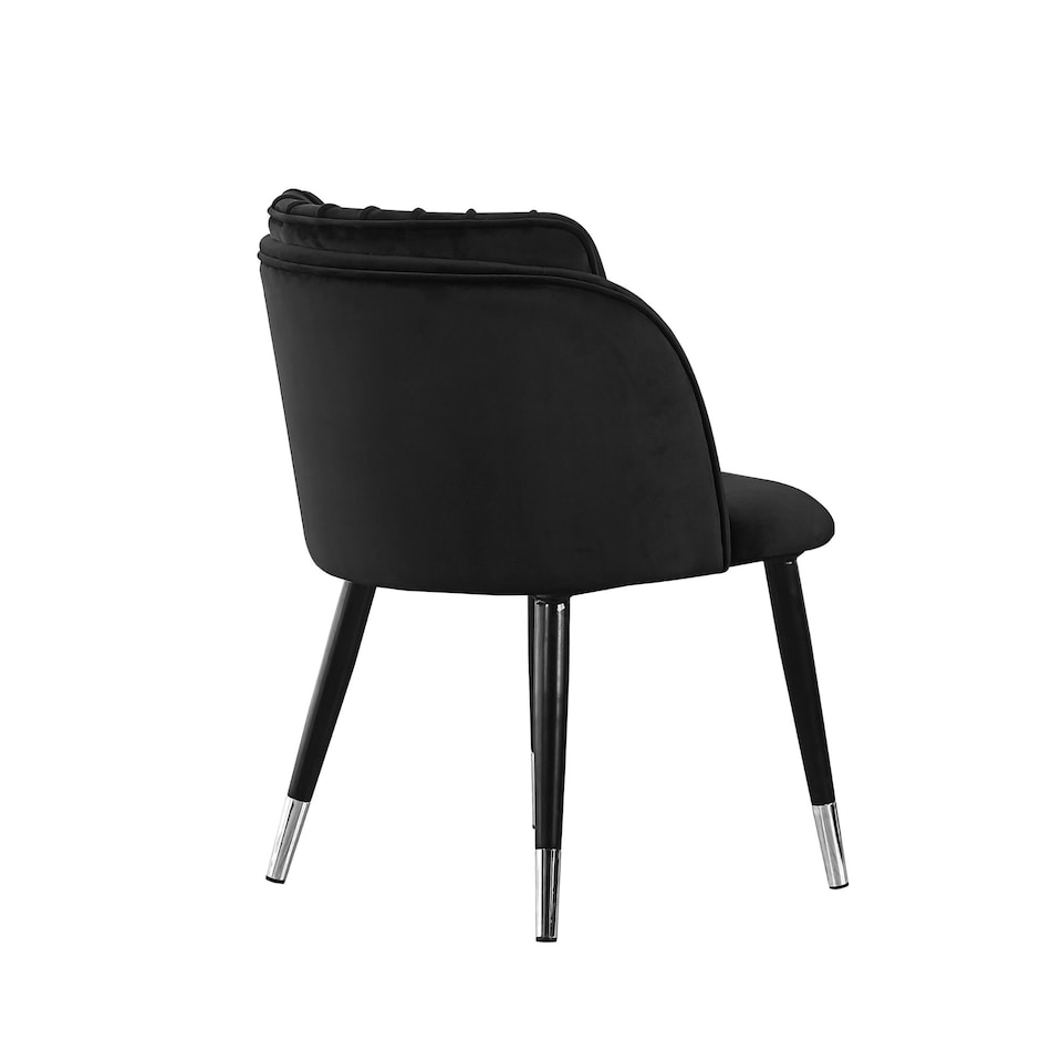 image 1 of Set of 4 Milano Velvet Dining Chairs with Stylish Ribbed Back Design, Black Metal Legs with Silver Tips | Blue | Silver End Tips