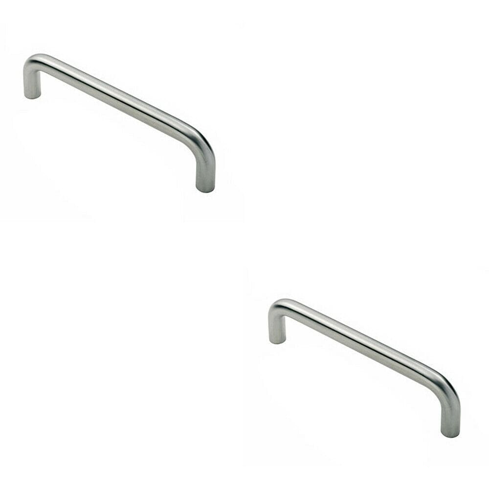 Loops 2x Round D Bar Pull Handle 469 x 19mm 450mm Fixing Centres Satin Steel in Metallics