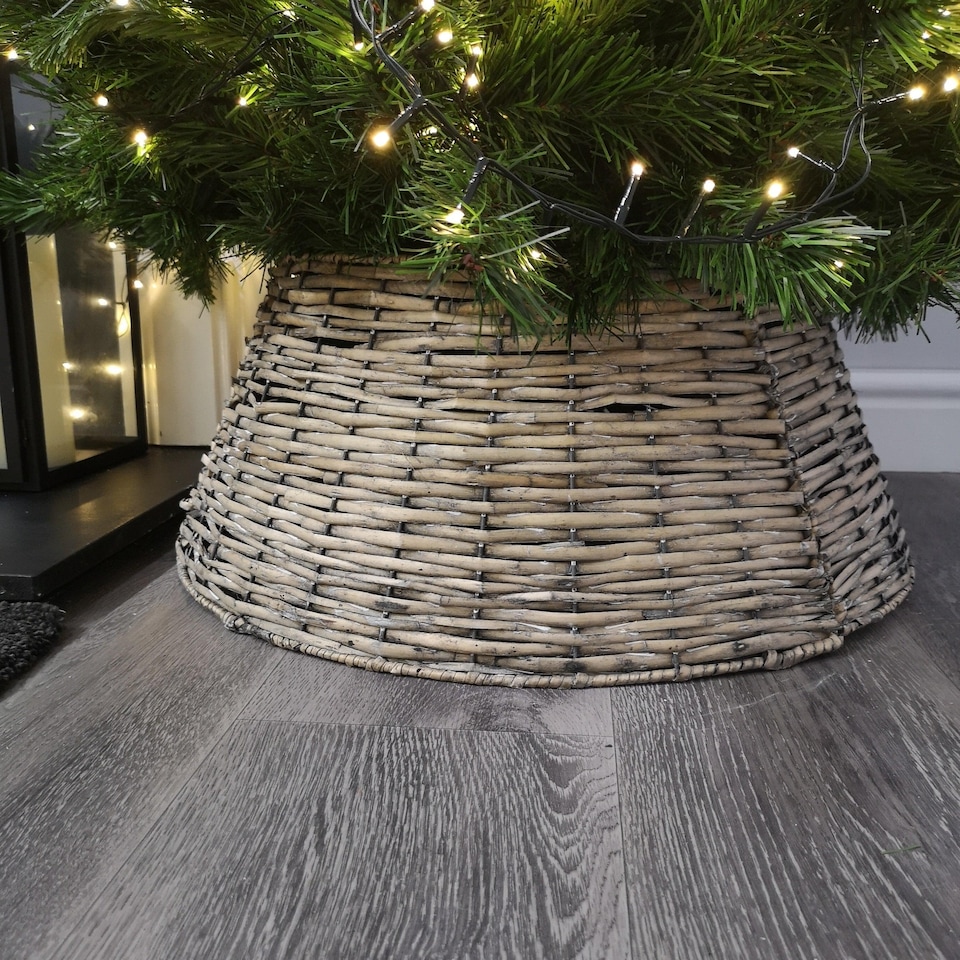 image 1 of 48/70cm Samuel Alexander KD Willow Christmas Tree Skirt Wicker Rattan- Large Natural
