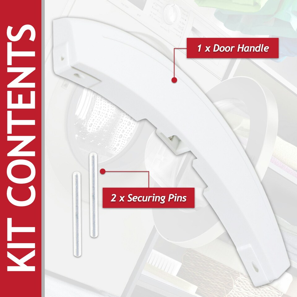 image 1 of SPARES2GO Door Handle for Bosch for Neff for Siemens Washing Machine 10009732 266751 641104 648581 (White)