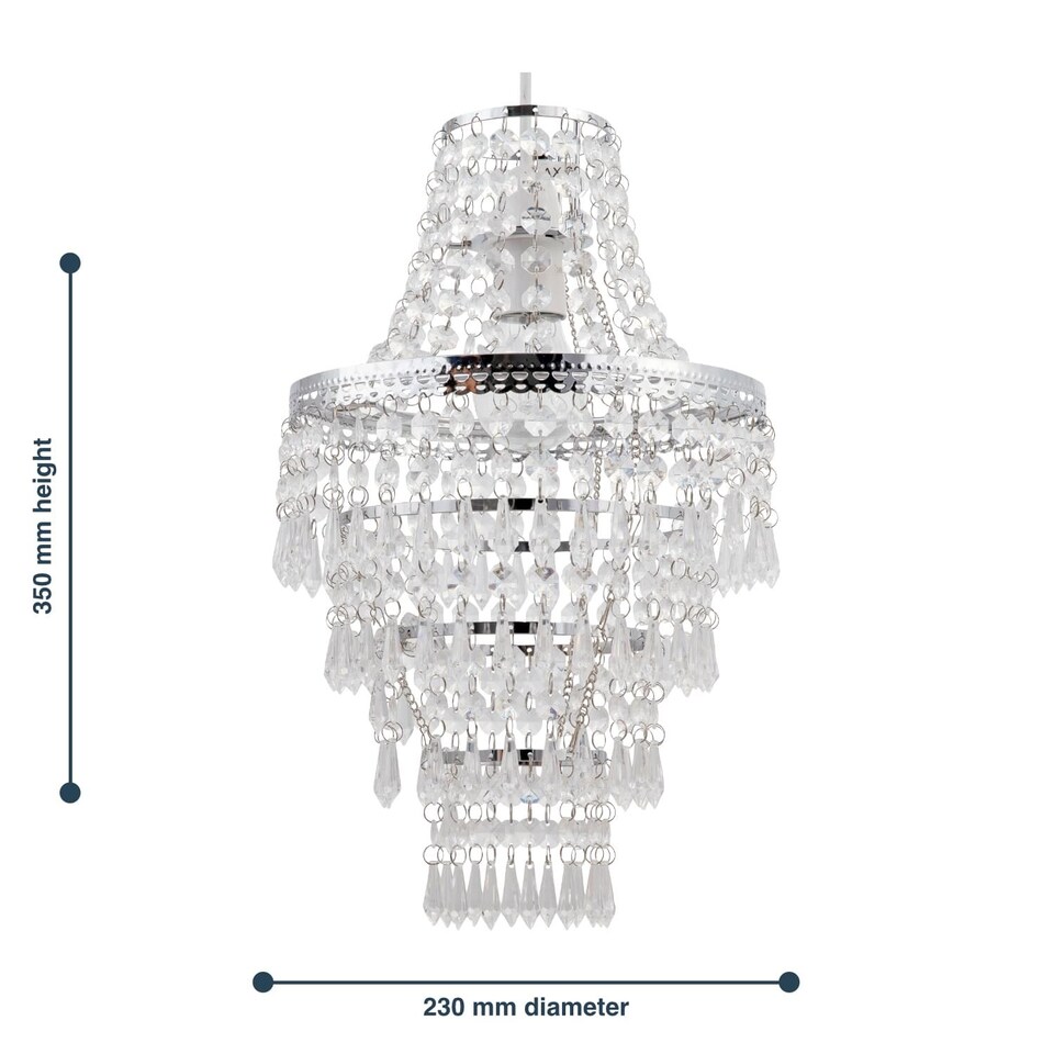 image 1 of Chrome Tiered Chandelier Style Light Shade | Clear | Chrome | Medium | 1