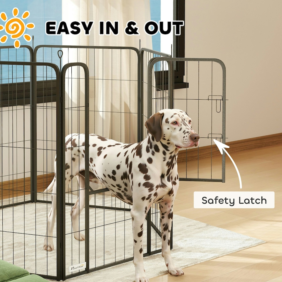 image 1 of PawHut Six-Panel Dog Playpen with Door, for Indoor, Outdoor, 100cm Tall