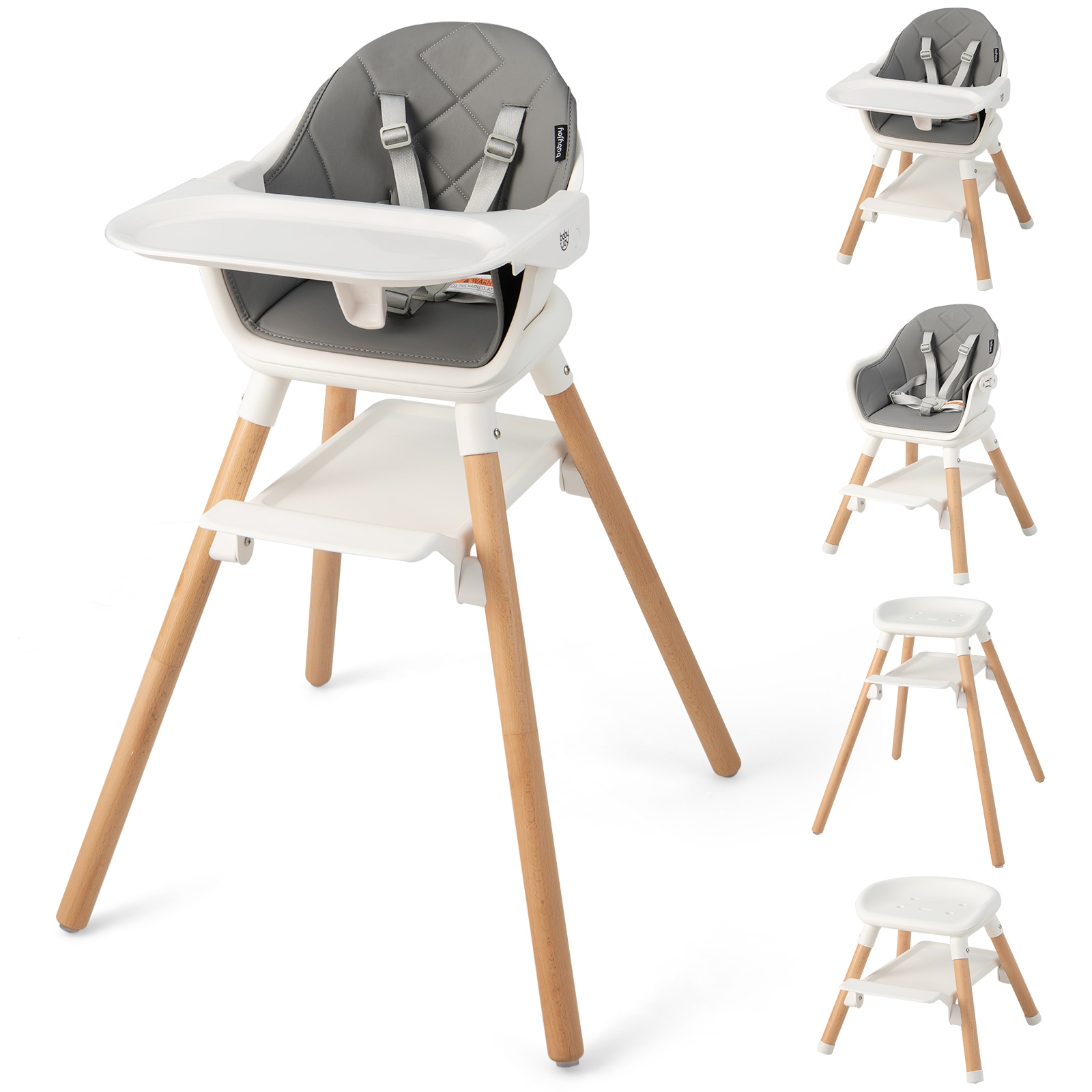 Costway 3 in 1 High Chairs for Babies Toddlers 6 Modes Convertible Highchair