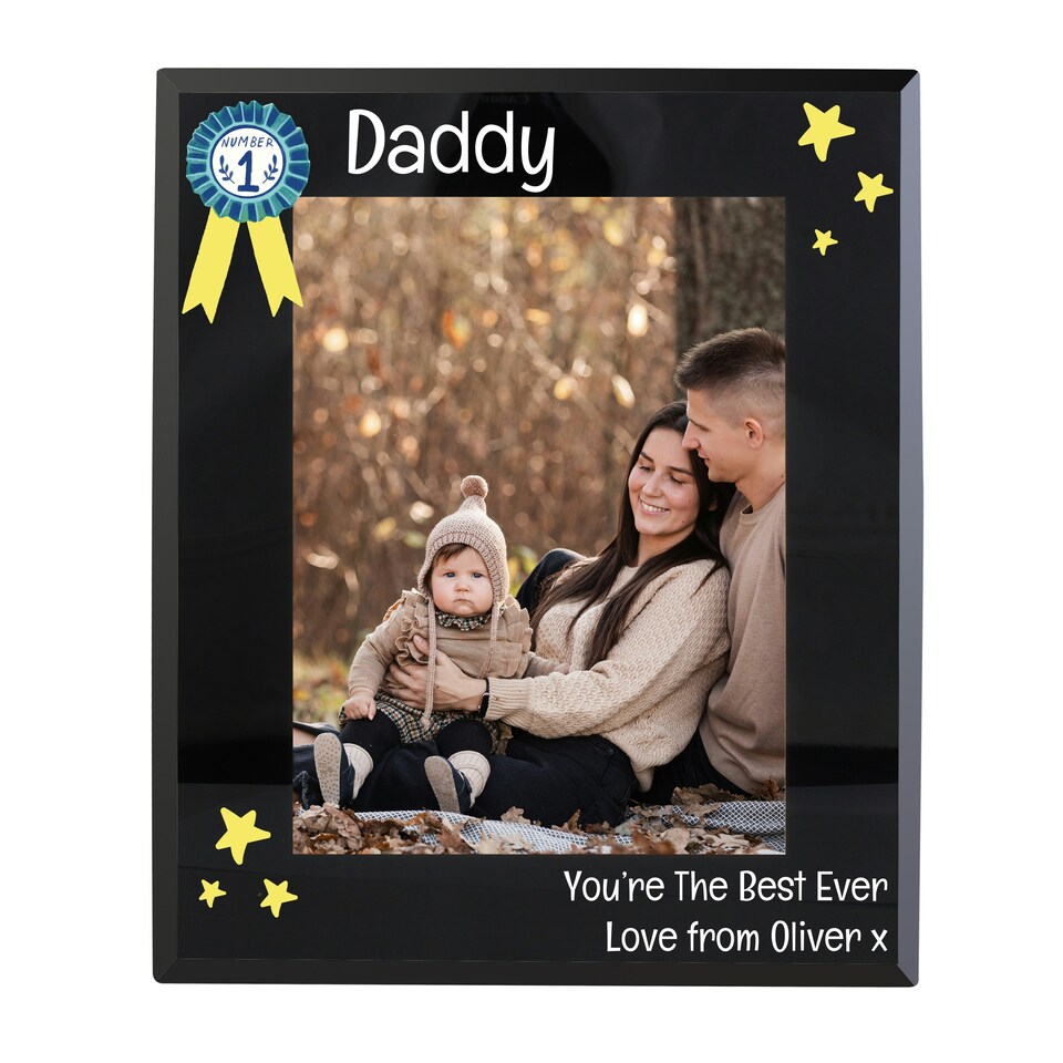 image 1 of Personalised No.1 Black Glass 5x7 Frame | Black | One Size