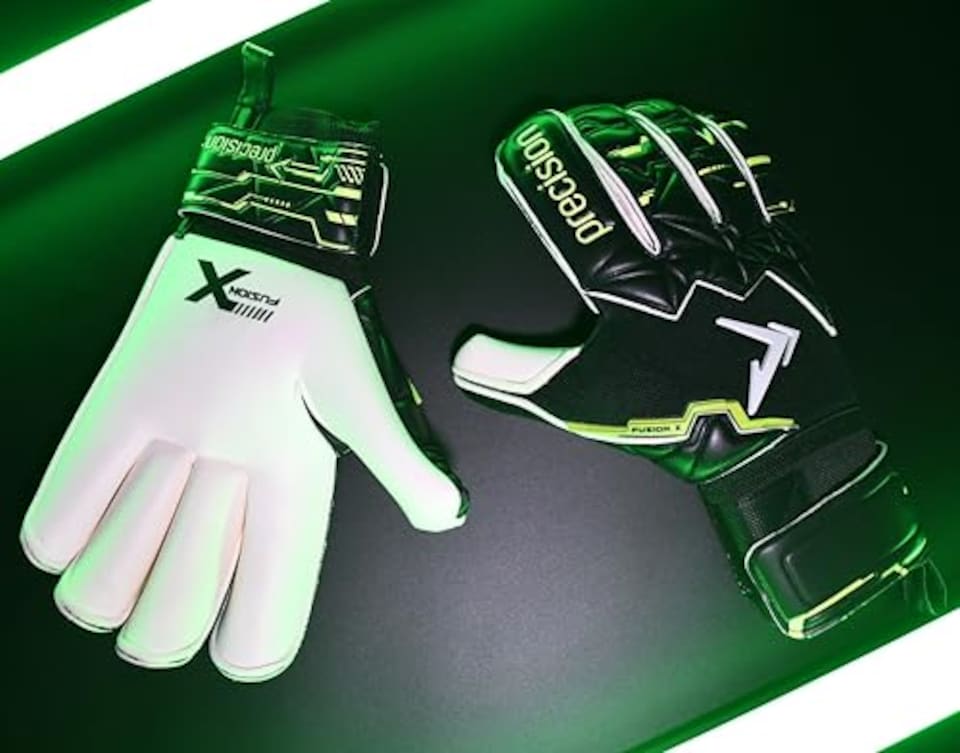 image 1 of ​​Precision Fusion X Pro Roll Finger Giga Professional Football Junior Goalkeeper Gloves, Black, 6