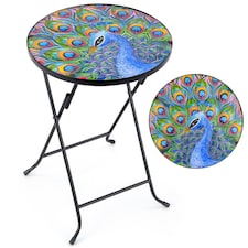 Glass Peacock Garden Table