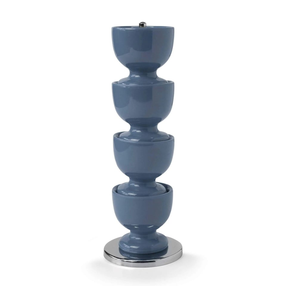 image 1 of Zeal Stack & Store Egg Cups Set with Chrome Stand, Set of 4, Provence Blue