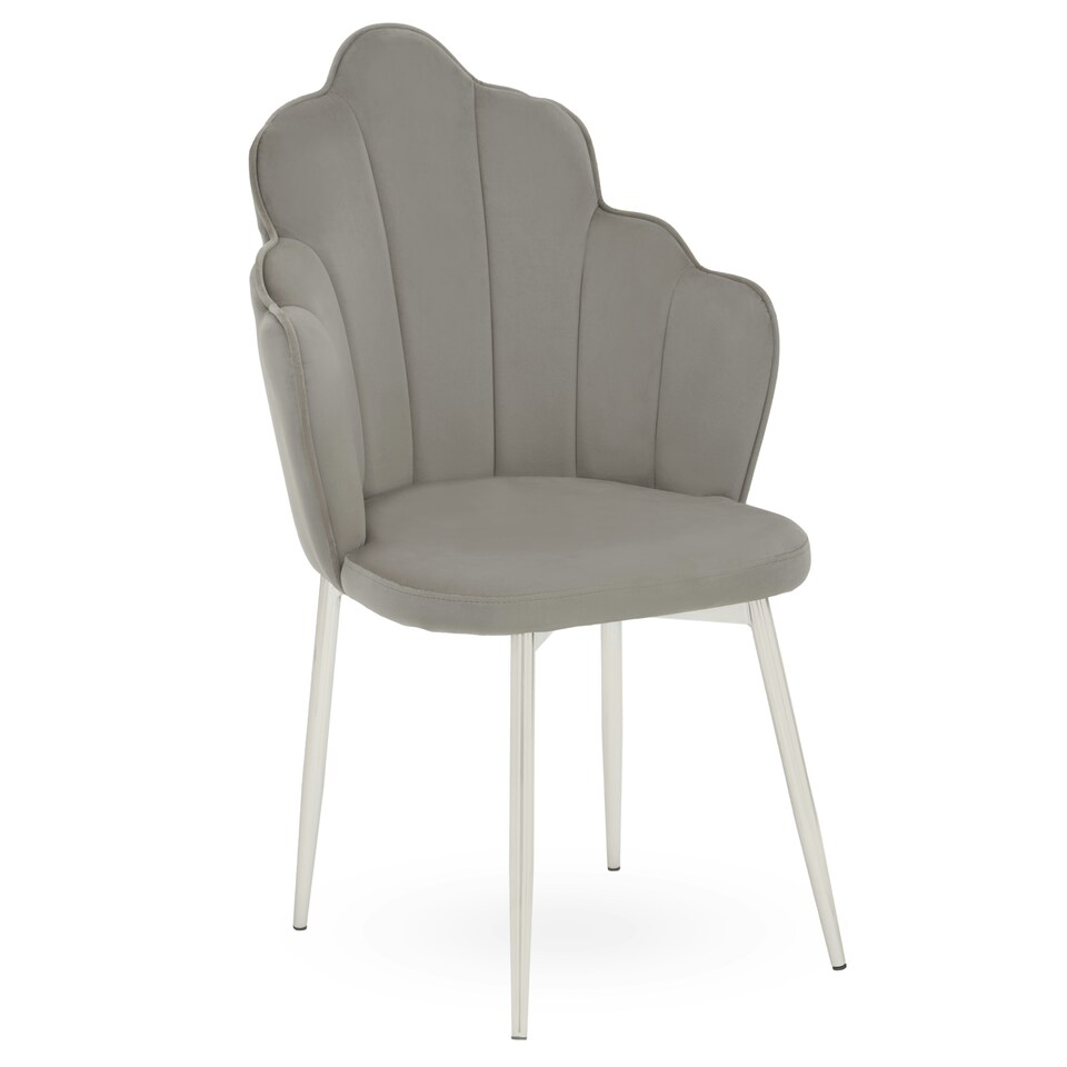 image 1 of Interiors by Premier Grey Velvet Dining Chair, Durable & Adjustable Velvet Office Chair, Backrest Grey Accent Chair with Chrome Legs