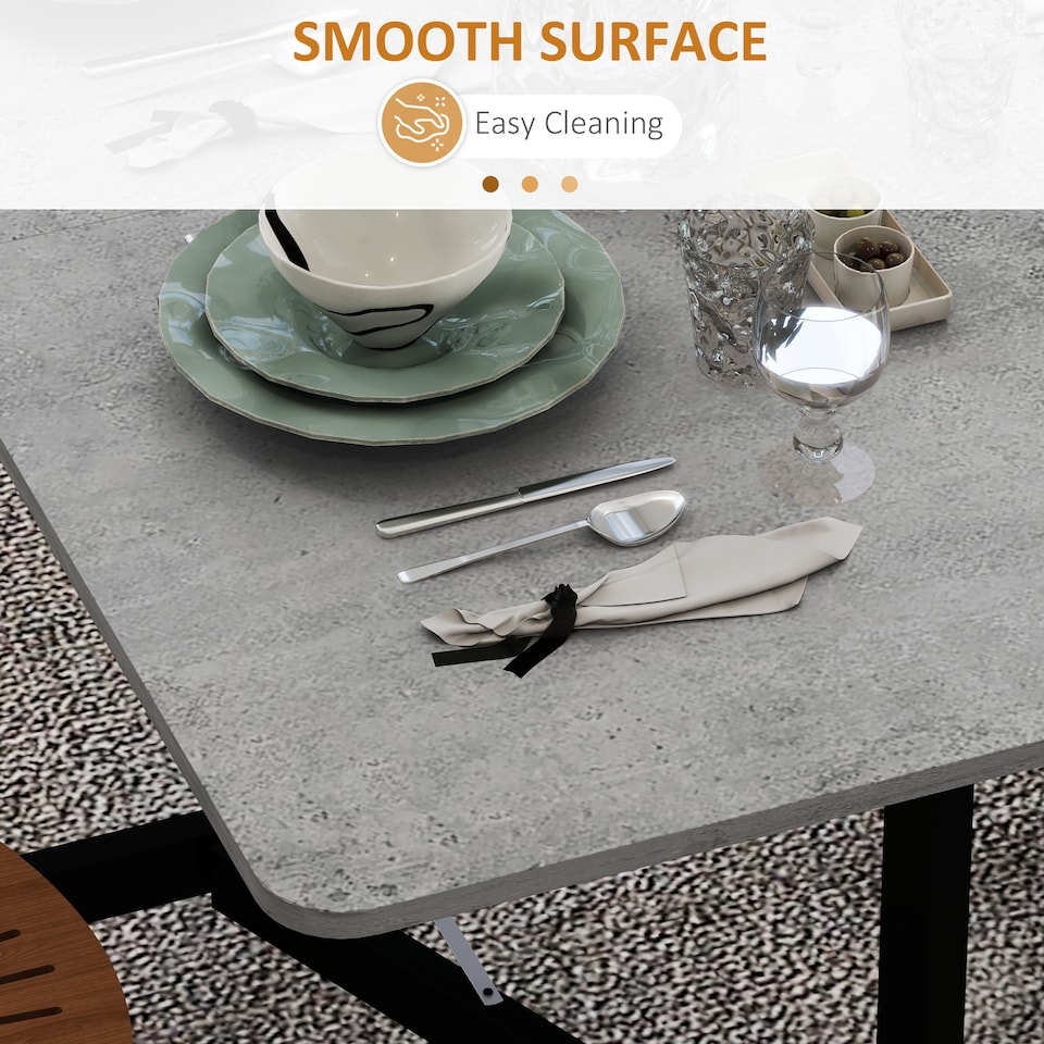 image 1 of HOMCOM Mobile Drop Leaf Table, Folding Dining Table with 6 Wheels & Brakes, Kitchen Table for Small Spaces, Grey Marble Effect