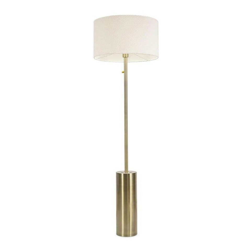 image 1 of ValueLights Lexy Antique Brass Dimmable Floor Lamp Cream Boucle Shade and Bulb